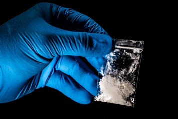 Fentanyl in a bag safely handled with gloves