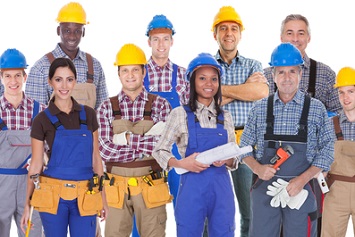 Diverse safety professionals, workers