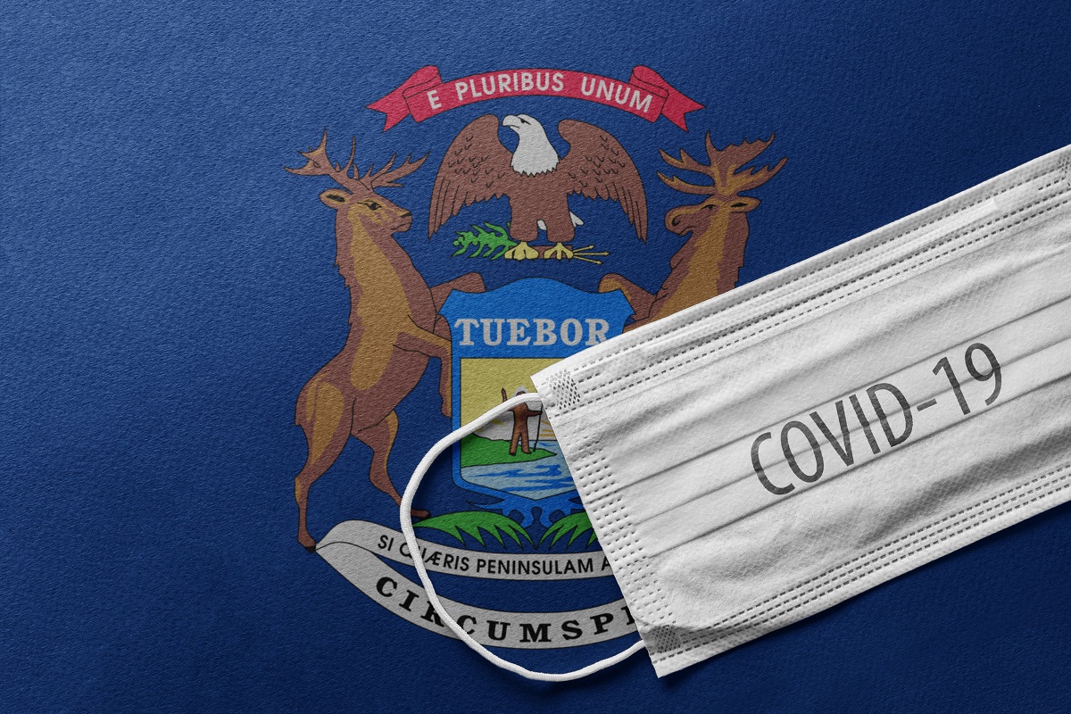 Michigan flag and COVID 19