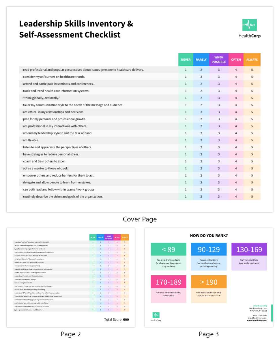 Leadership Skills Inventory and Self-Assessment Checklist Template