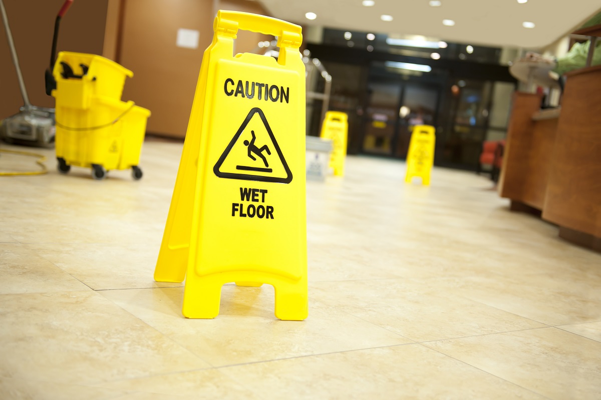 Wet Floor Sign With Mop Stock Photo - Download Image Now - Mop